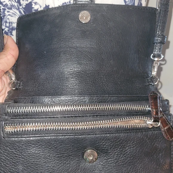 Brighton Vintage Brown & Black Leather Crossbody Bag - Picture 5 of 10